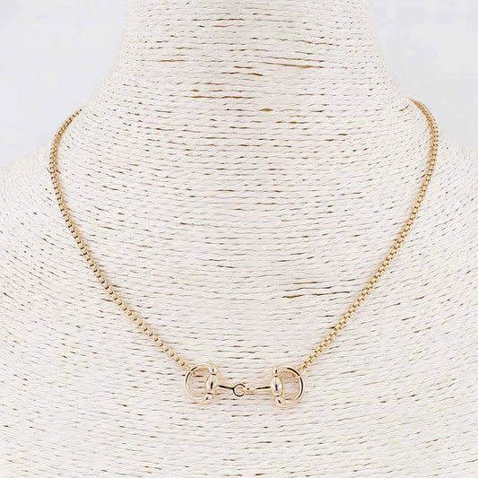 Gold Chain 16"-18" Necklace with Horse Bit Accent