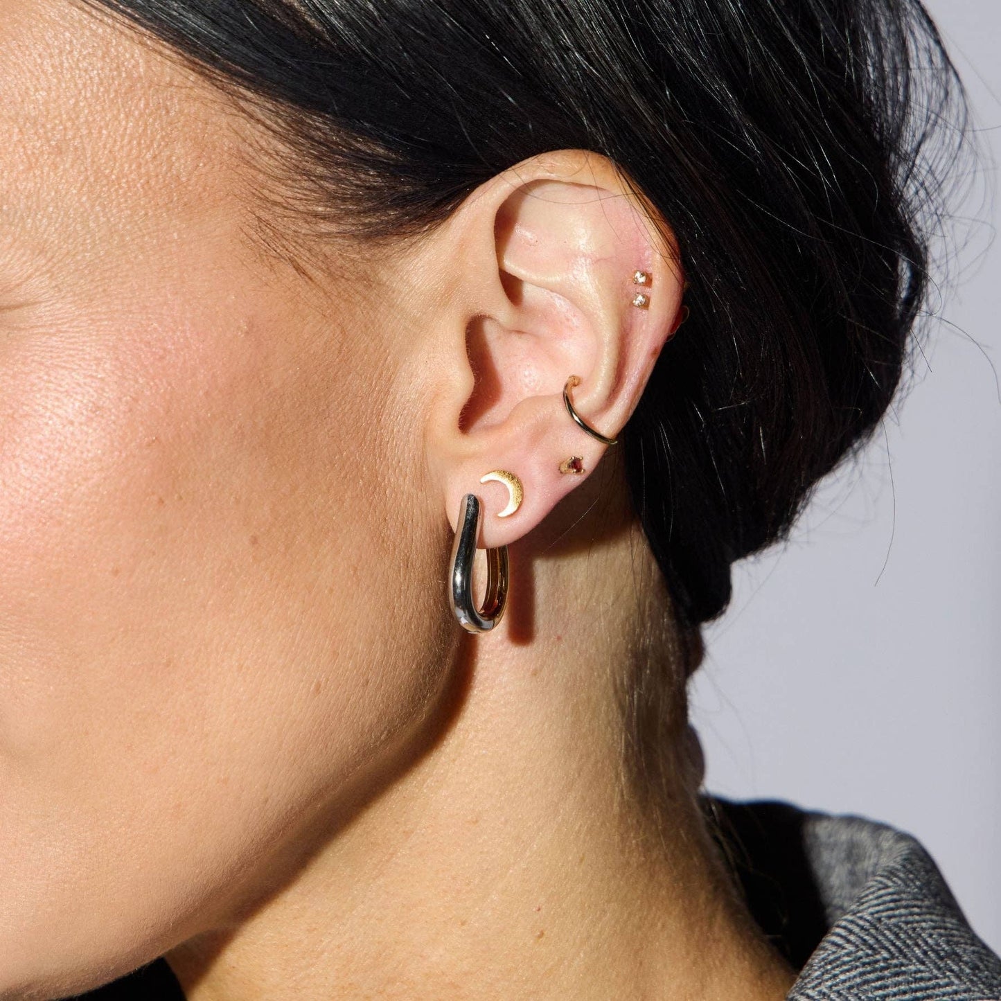 Two Tone Huggies -Nickel & Suede