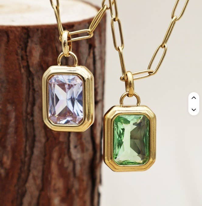 Stainless Steel Square Stone necklace