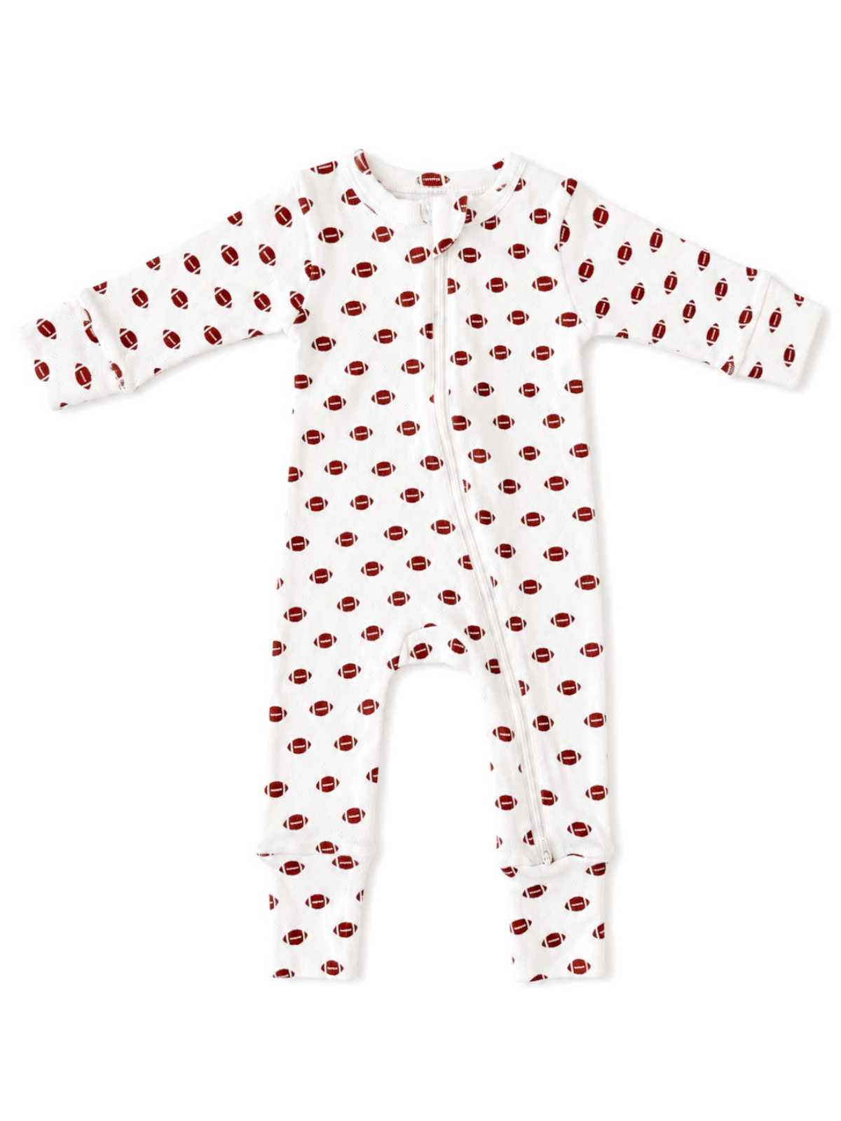 Football / Organic Pointelle 2-Way Zip Romper