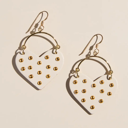 Ecru Studded Harlow - Nickel & Suede