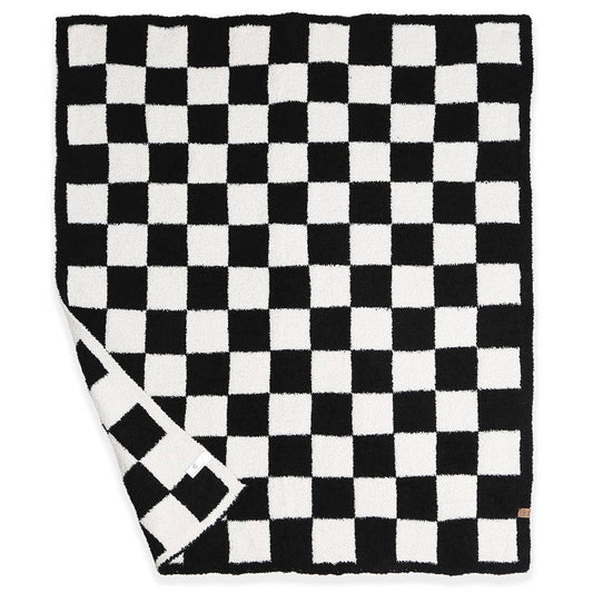 Kids Black Checkered Pattern Soft Throw Blanket