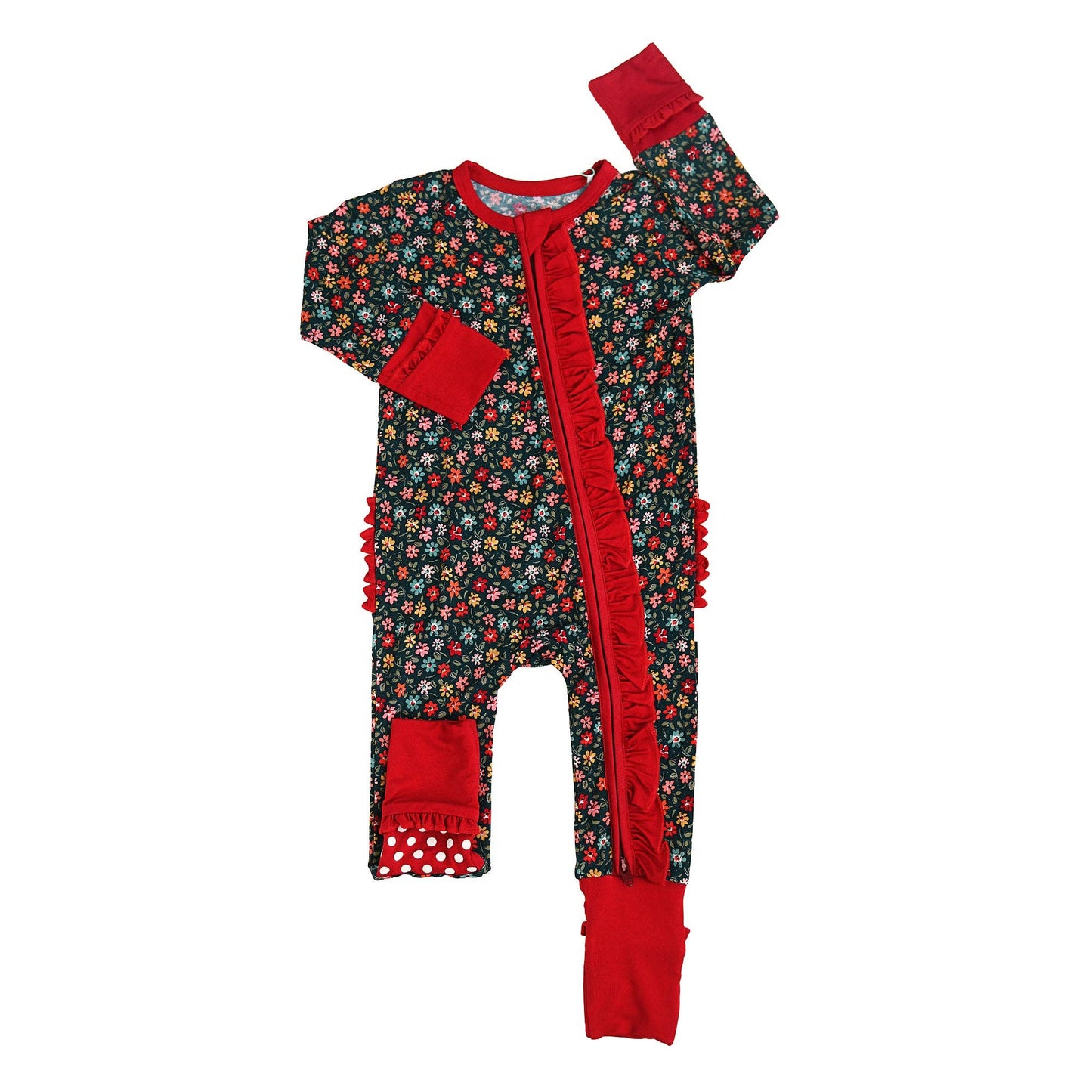 Isabelle RUFFLE ZIP Bamboo One Piece Floral Baby Outfit