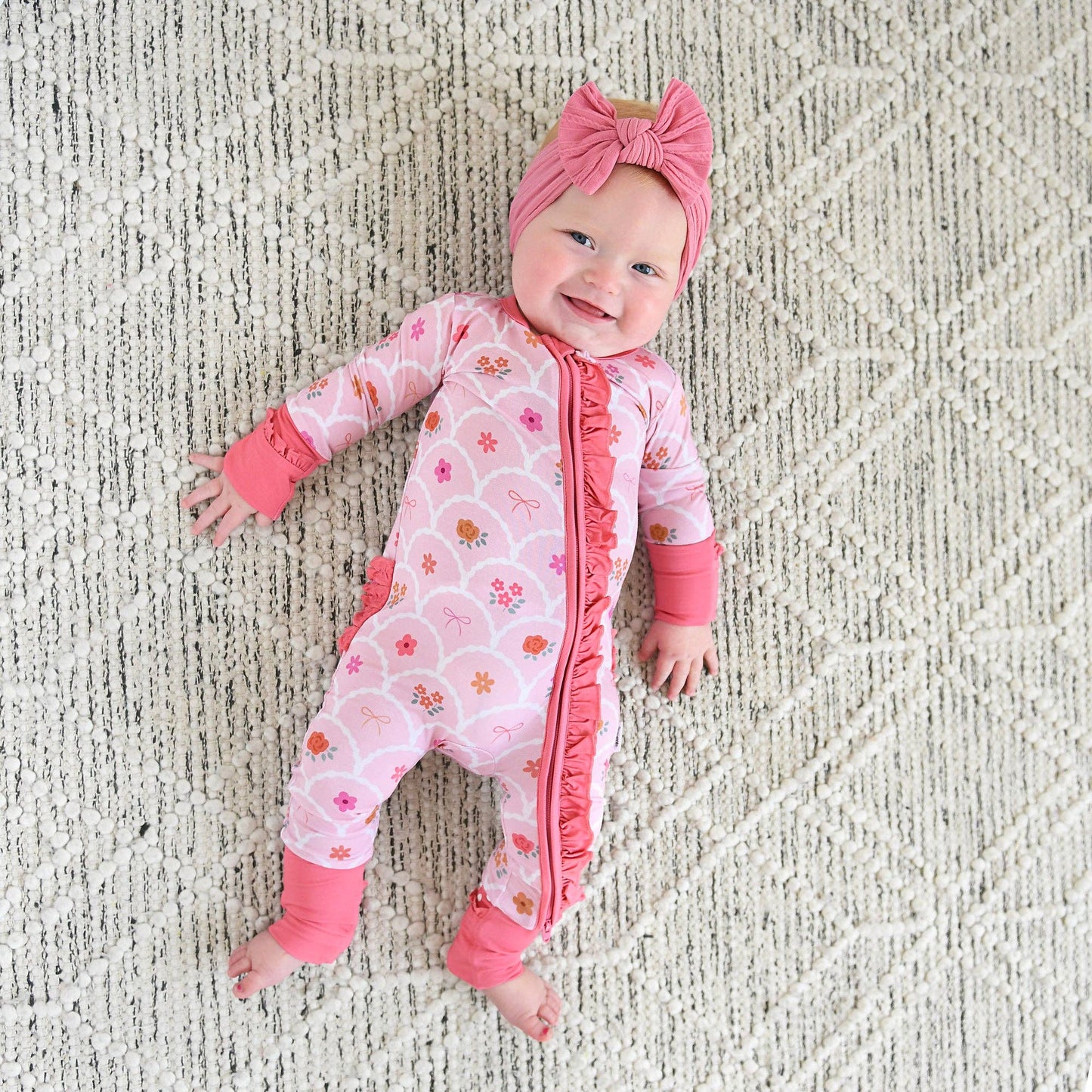 Everleigh RUFFLE ZIP Bamboo One Piece Floral Baby Outfit