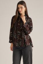 Brown printed long sleeve top