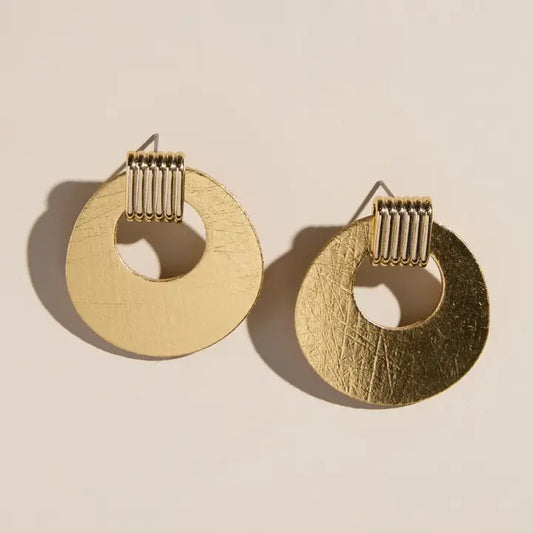 Vintage Gold Evan Earrings - Nickel & Suede