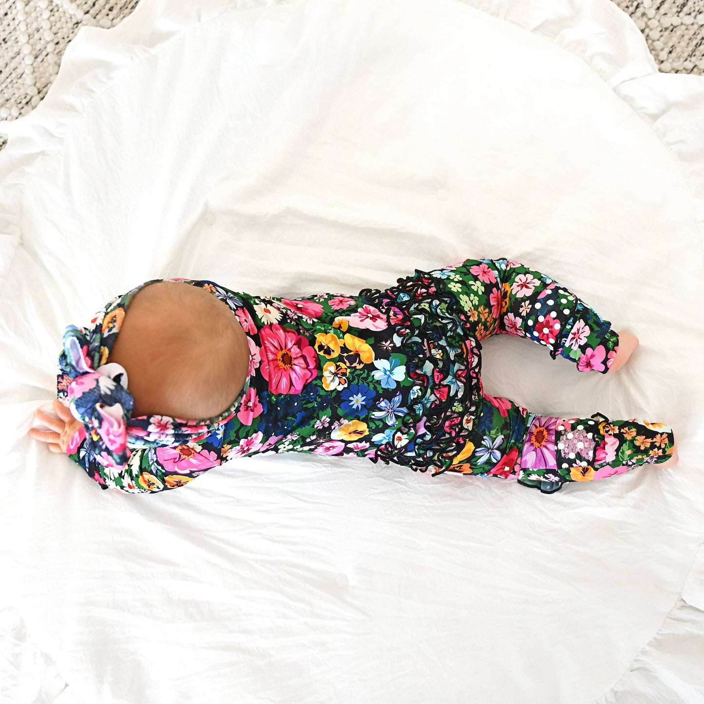 Ruffle Zip Bamboo One Piece Floral Baby Clothing
