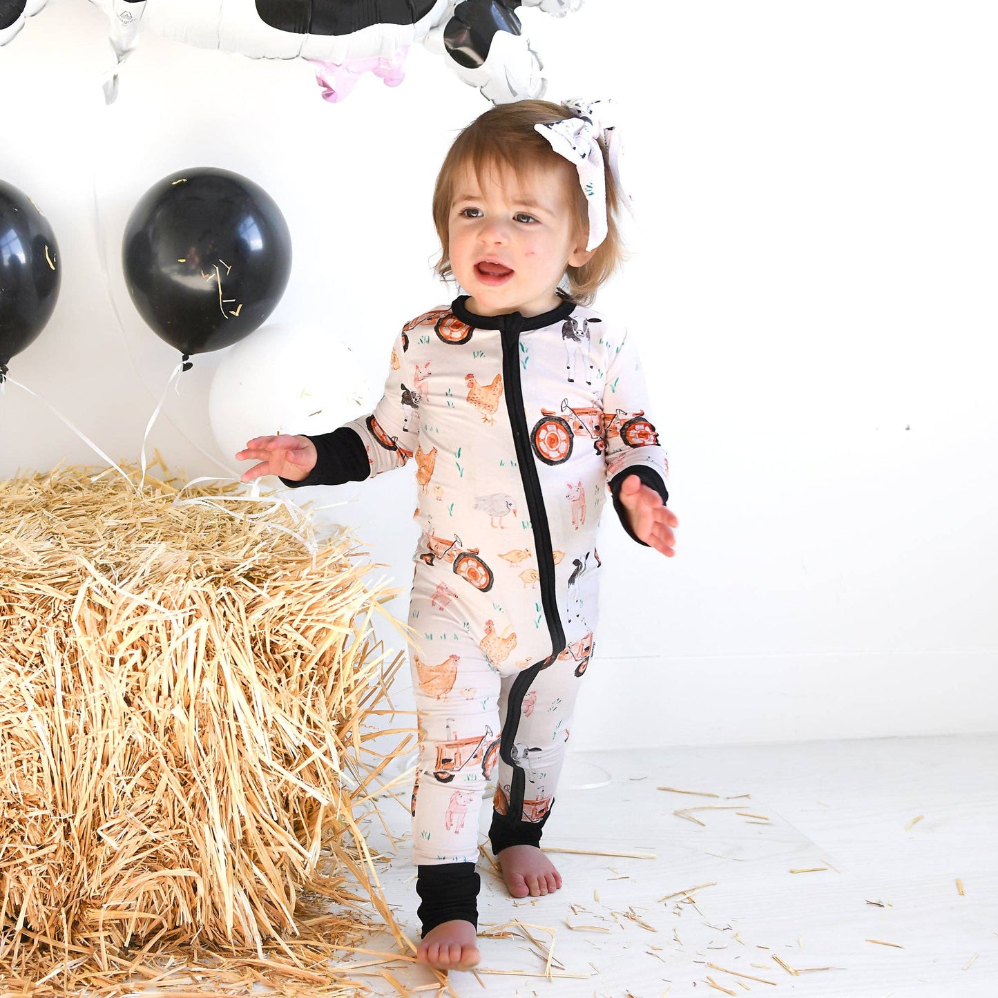 Millie Moo ZIP Bamboo Farm OnePiece 2-Way Zipper Baby Outfit