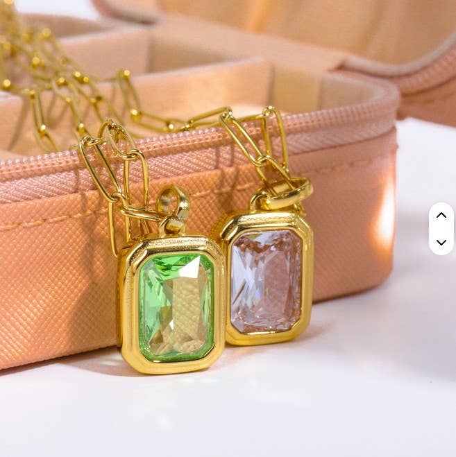 Stainless Steel Square Stone necklace