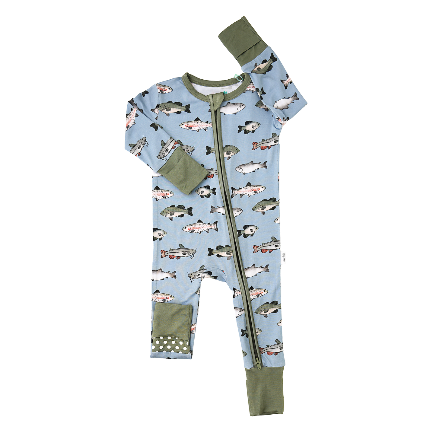Wade ZIP Bamboo Fish One Piece Baby Outfit