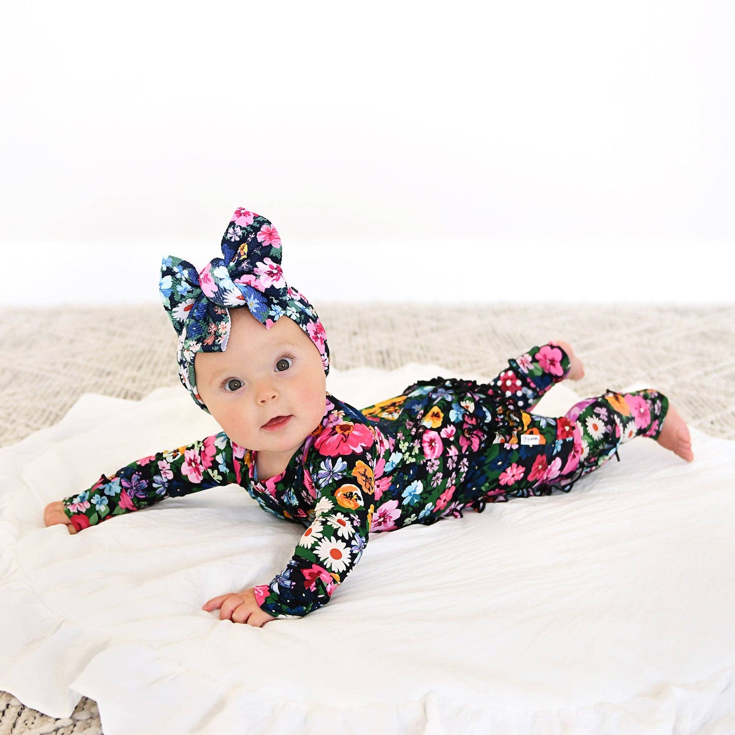 Ruffle Zip Bamboo One Piece Floral Baby Clothing