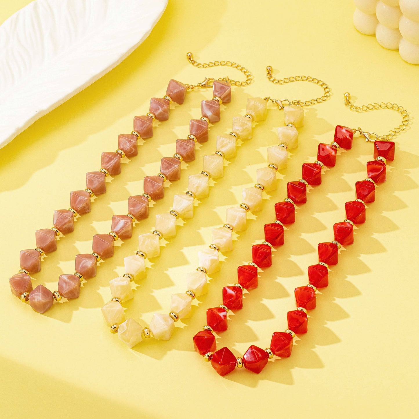 Red Resin Briolette Necklaces