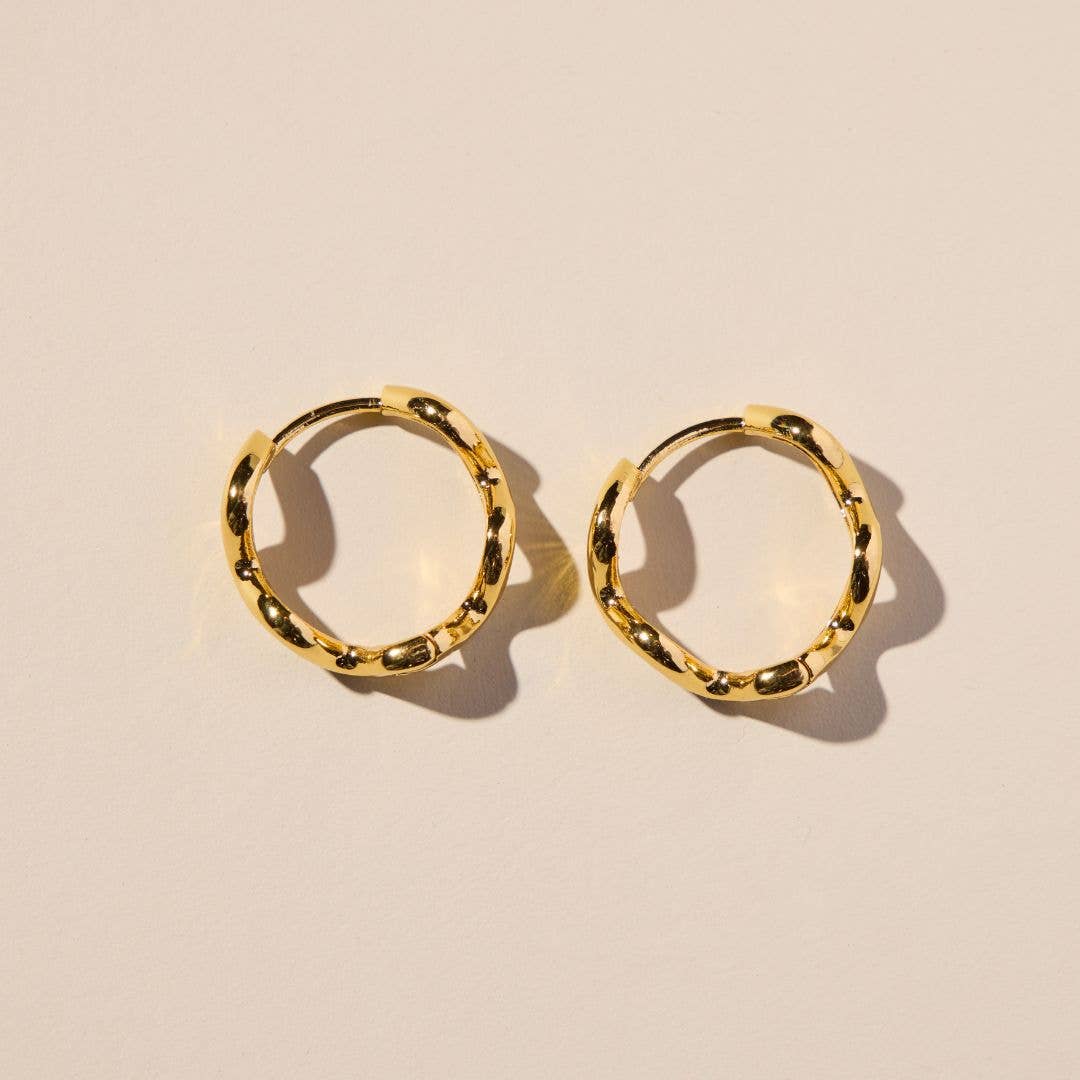 Gold Squiggle Hoops Nickel & Suede