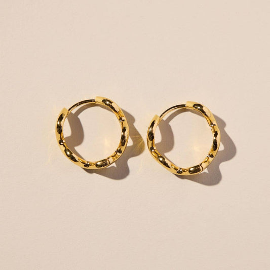 Gold Squiggle Hoops Nickel & Suede