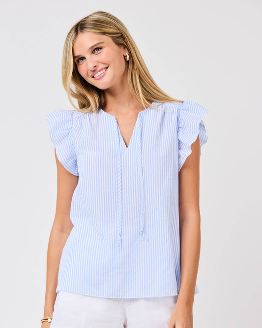 Lydia Top | Blue + White