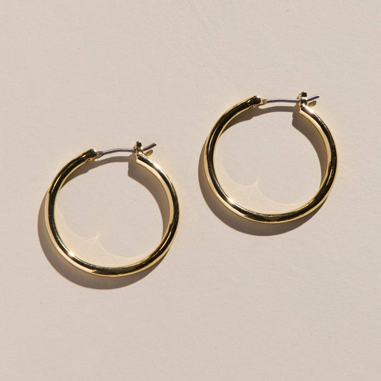 Gold Halo Basic Hoop Earrings - Nickel & Suede