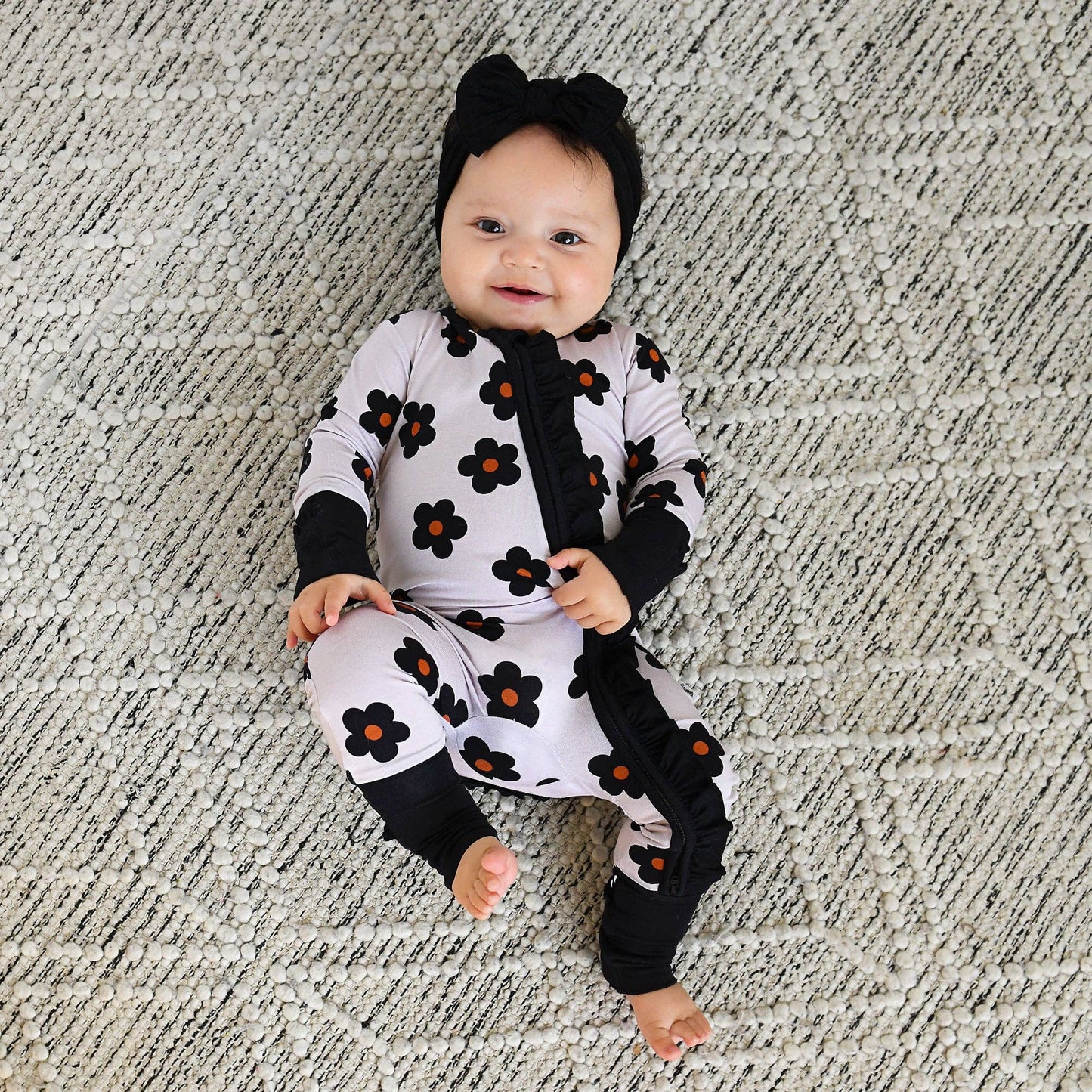 Lizzy RUFFLE ZIP Bamboo One Piece Floral Baby Outfit