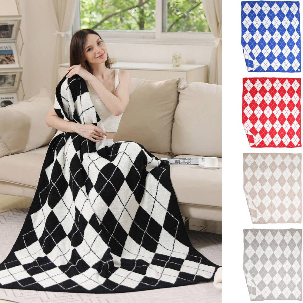 Argyle Reversible Throw Blanket