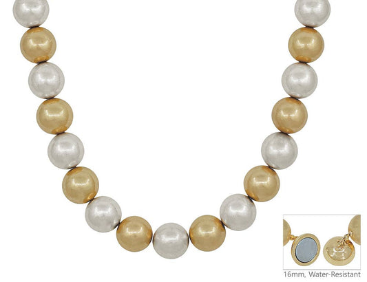 Gold and Silver Metal Ball Magnetic 18" Necklace