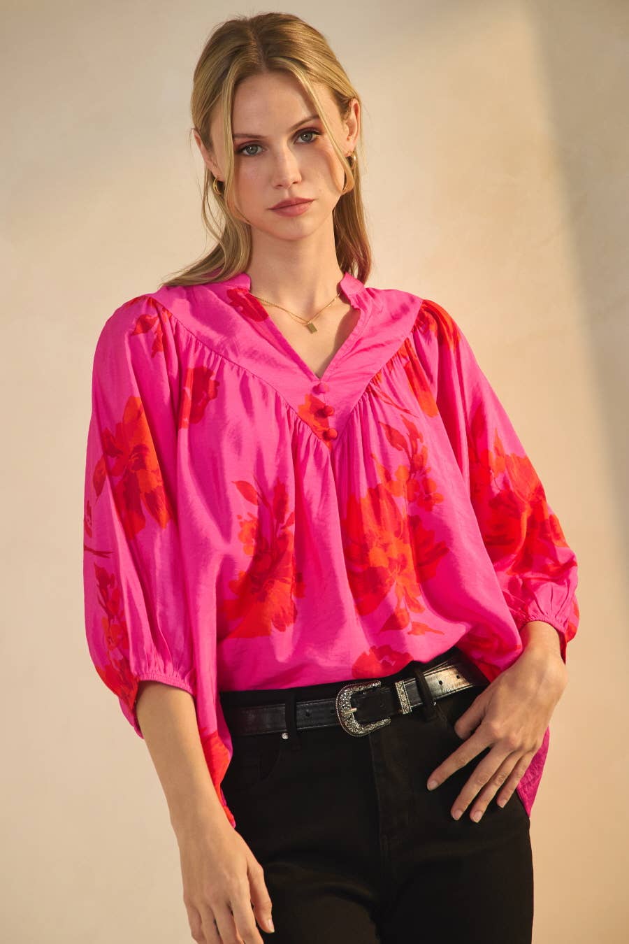 Plus Floral Printed Blouse