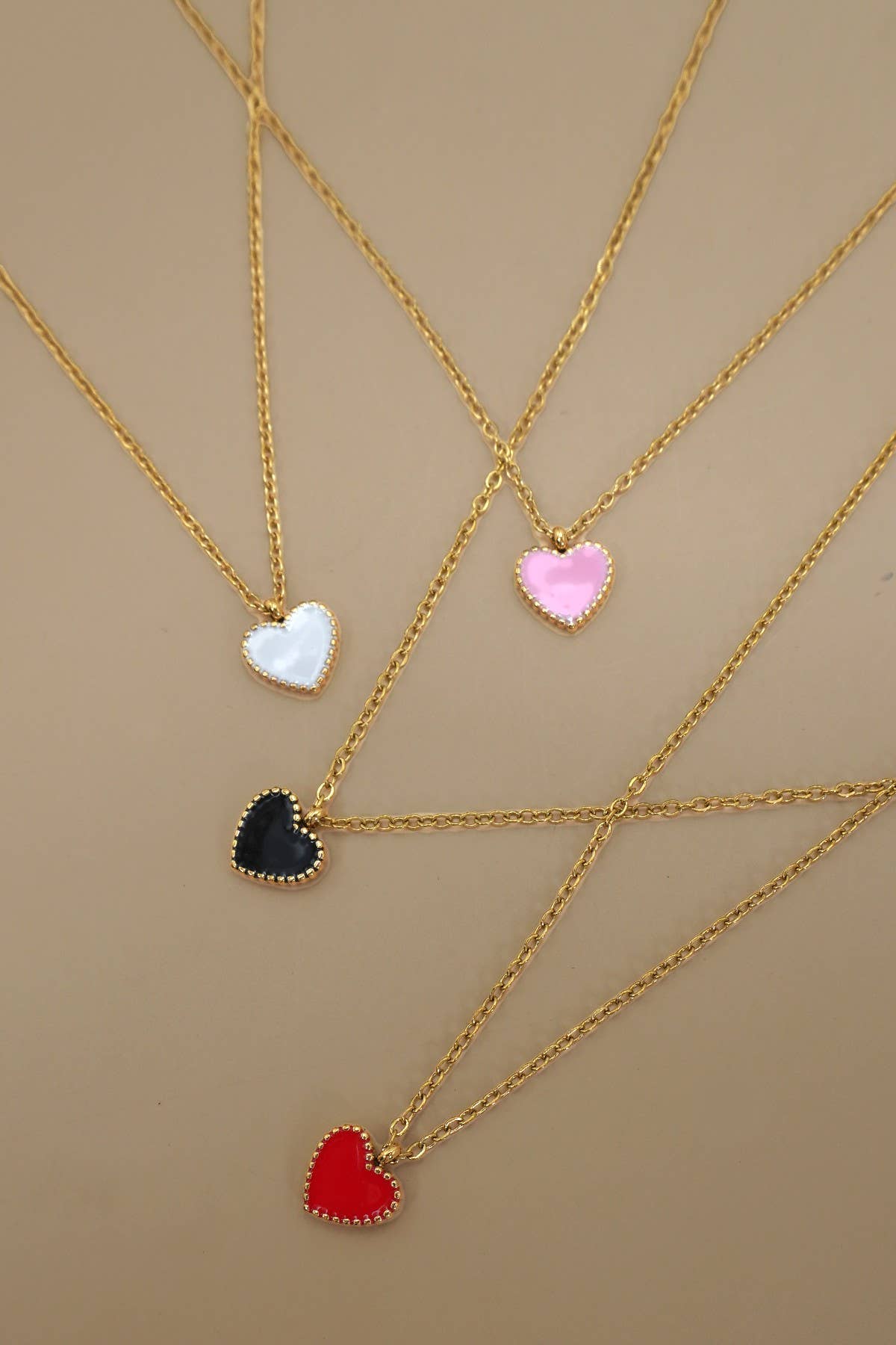Stainless Steel Heart Necklace (Pink or Red)