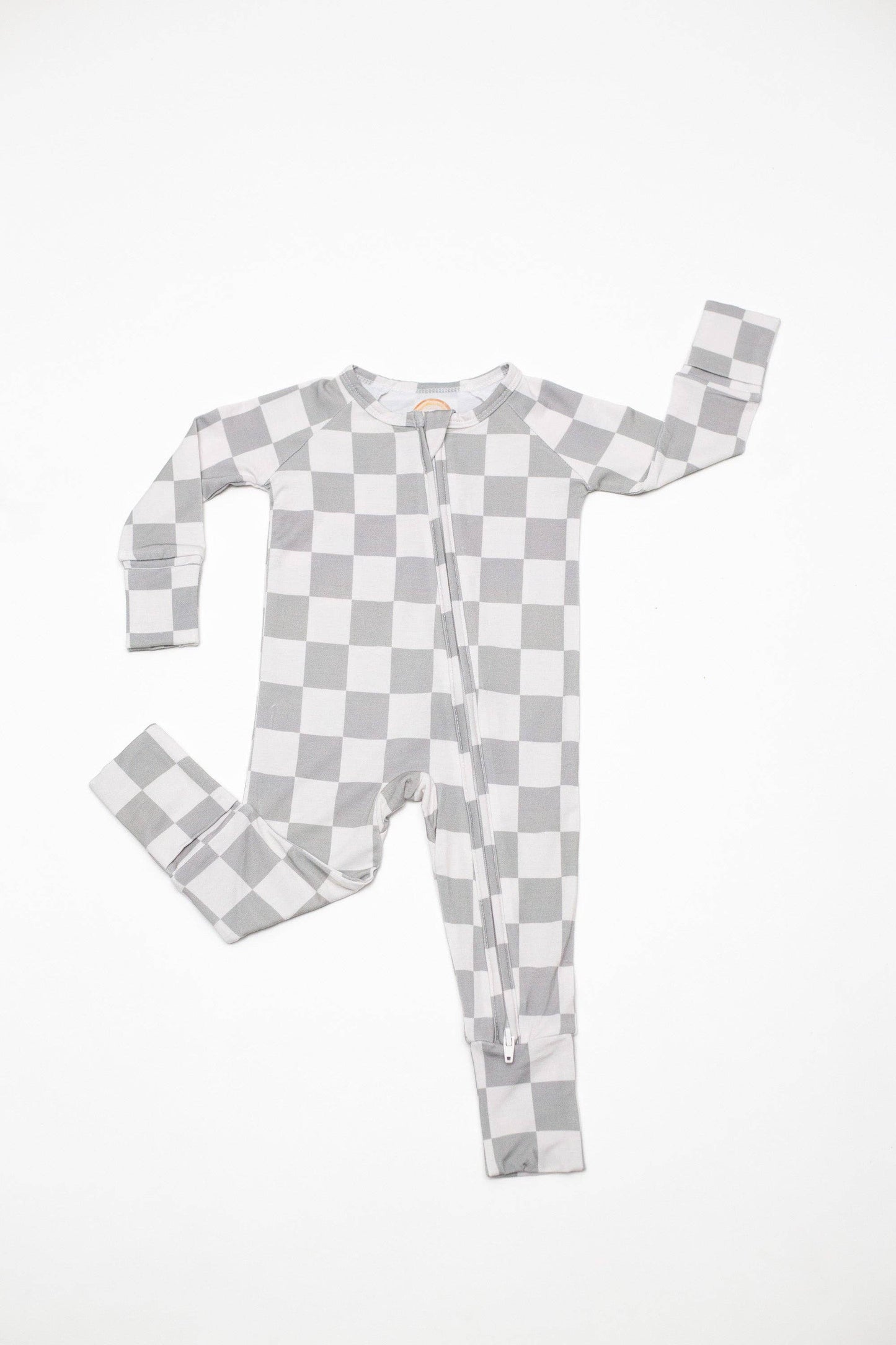 Sage Checker Bamboo Zipper Romper