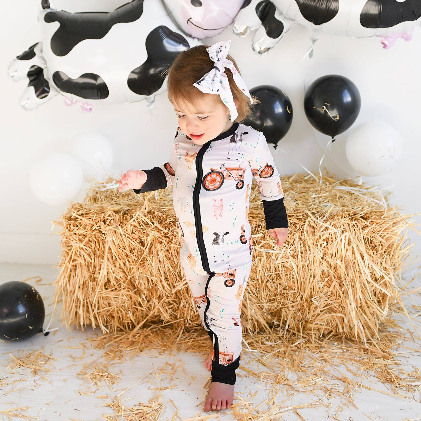 Millie Moo ZIP Bamboo Farm OnePiece 2-Way Zipper Baby Outfit