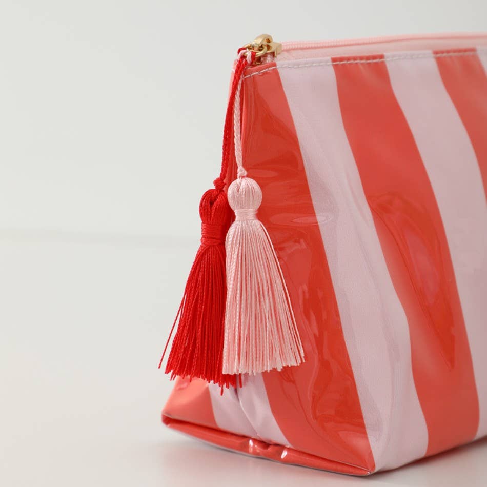 TRAVEL STRIPE COSMETIC MAKEUP POUCH BAG