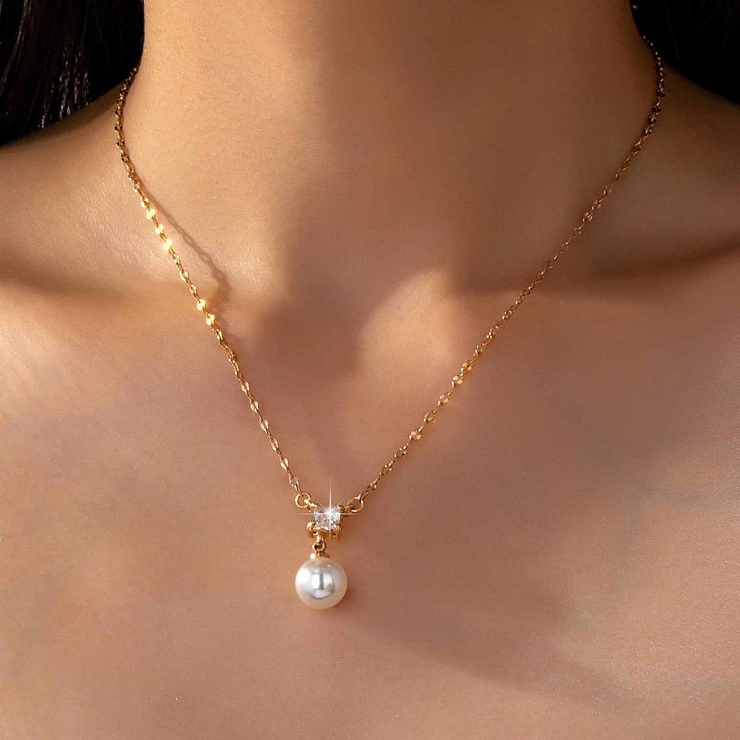 Classic CZ Crystal & Pearl Pendant Necklace