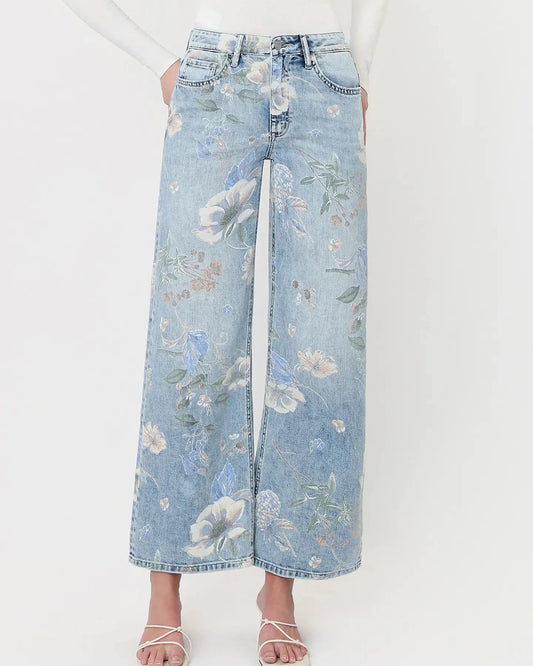 Vervet Super High Rise Floral Extreme Vintage Flare Jeans