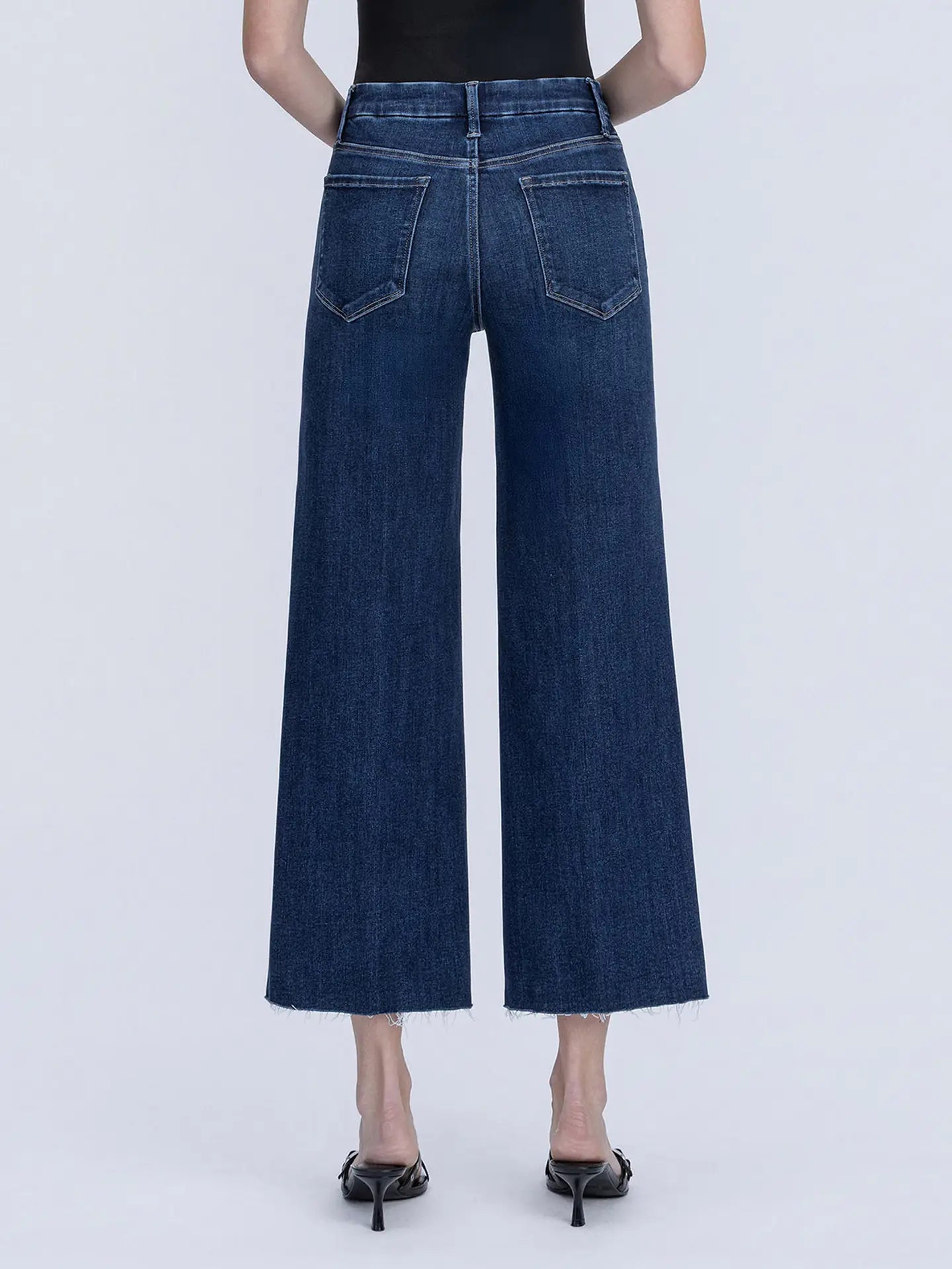 Flying Monkey High Rise Trouser Fold Crease Crop Wide Leg Jeans