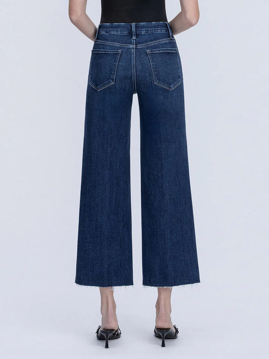 Flying Monkey High Rise Trouser Fold Crease Crop Wide Leg Jeans