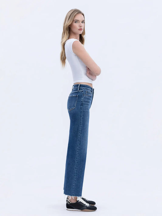 Flying Monkey High Rise Trouser Press Wide Leg Jeans