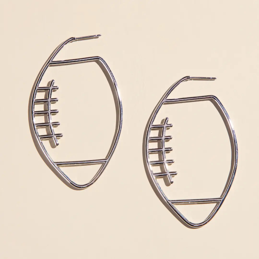 Silver Football Hoops Nickel & Suede