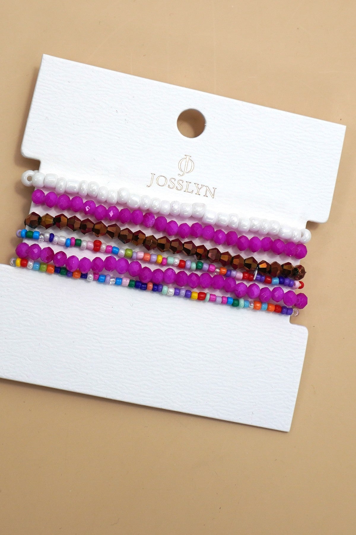 Fuchsia Confetti Beaded Strands Stretch Bracelets