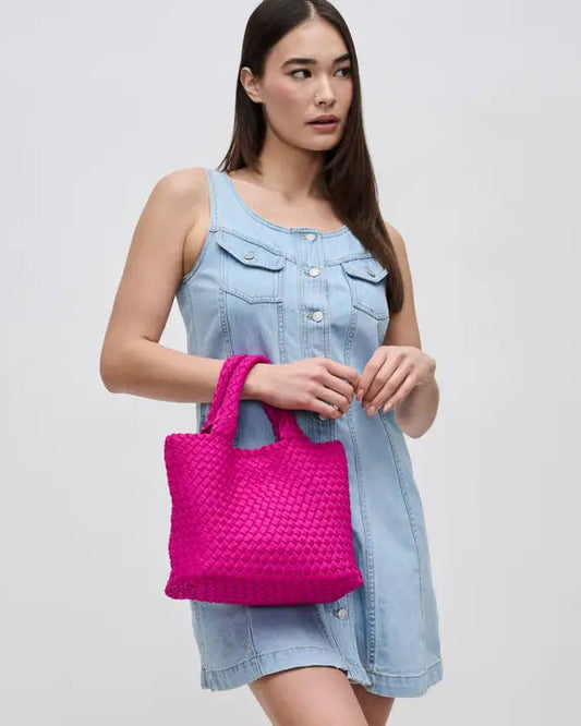 Sky's the Limit - Woven Neoprene Small Crossbody Fuchsia