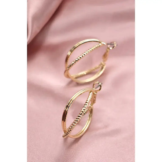 Gold Intertwined Half Sphere Hoop Earrings