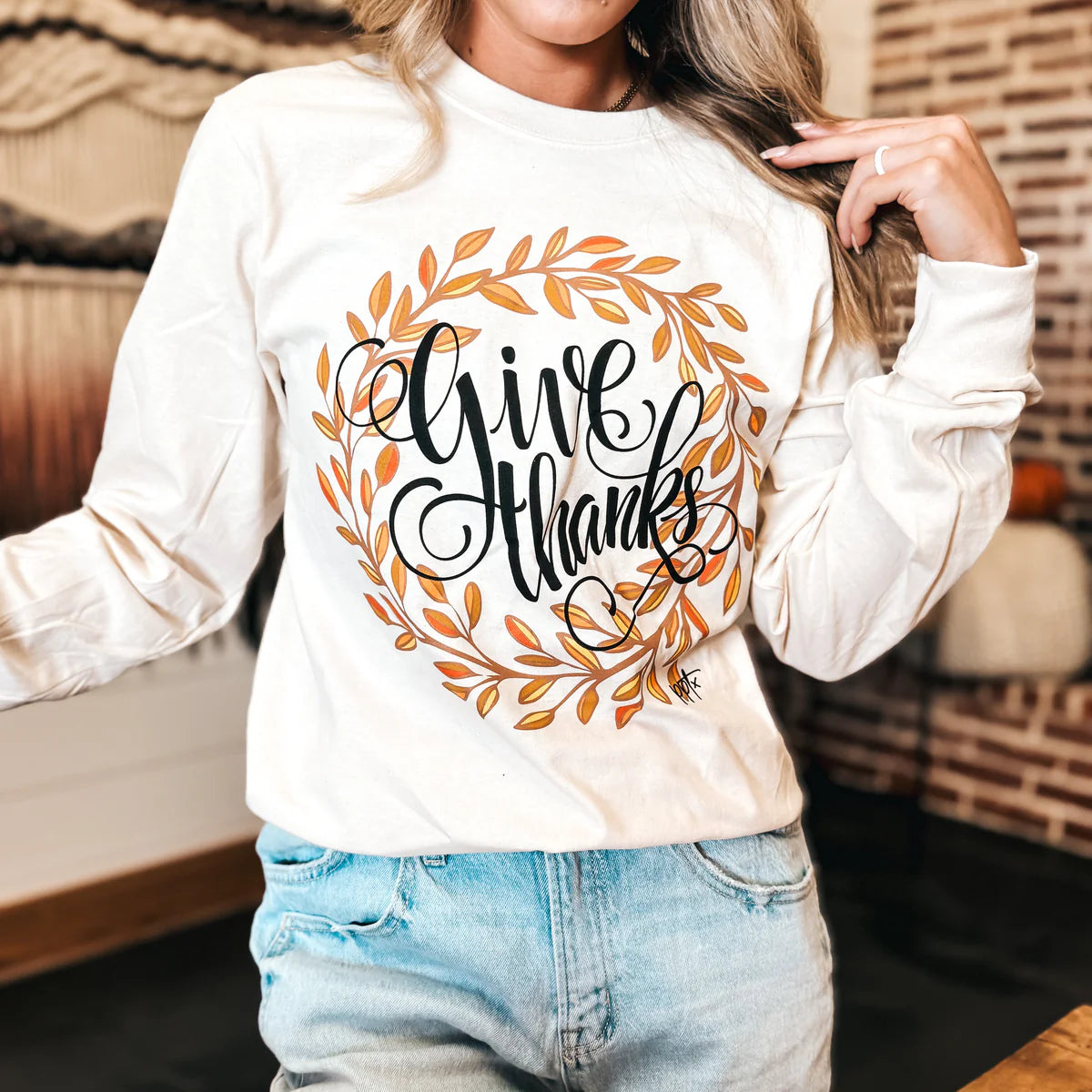 Give Thanks Long sleeve Graphic Tee