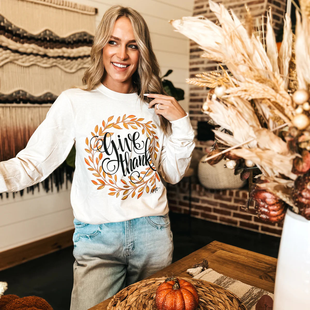 Give Thanks Long sleeve Graphic Tee