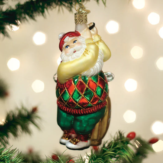 Old World Golfing Santa Ornament