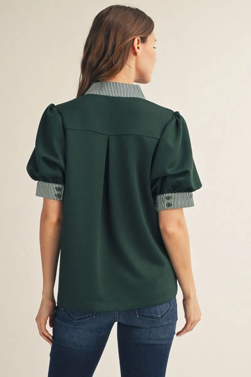 The Lolly Green and White contrast top