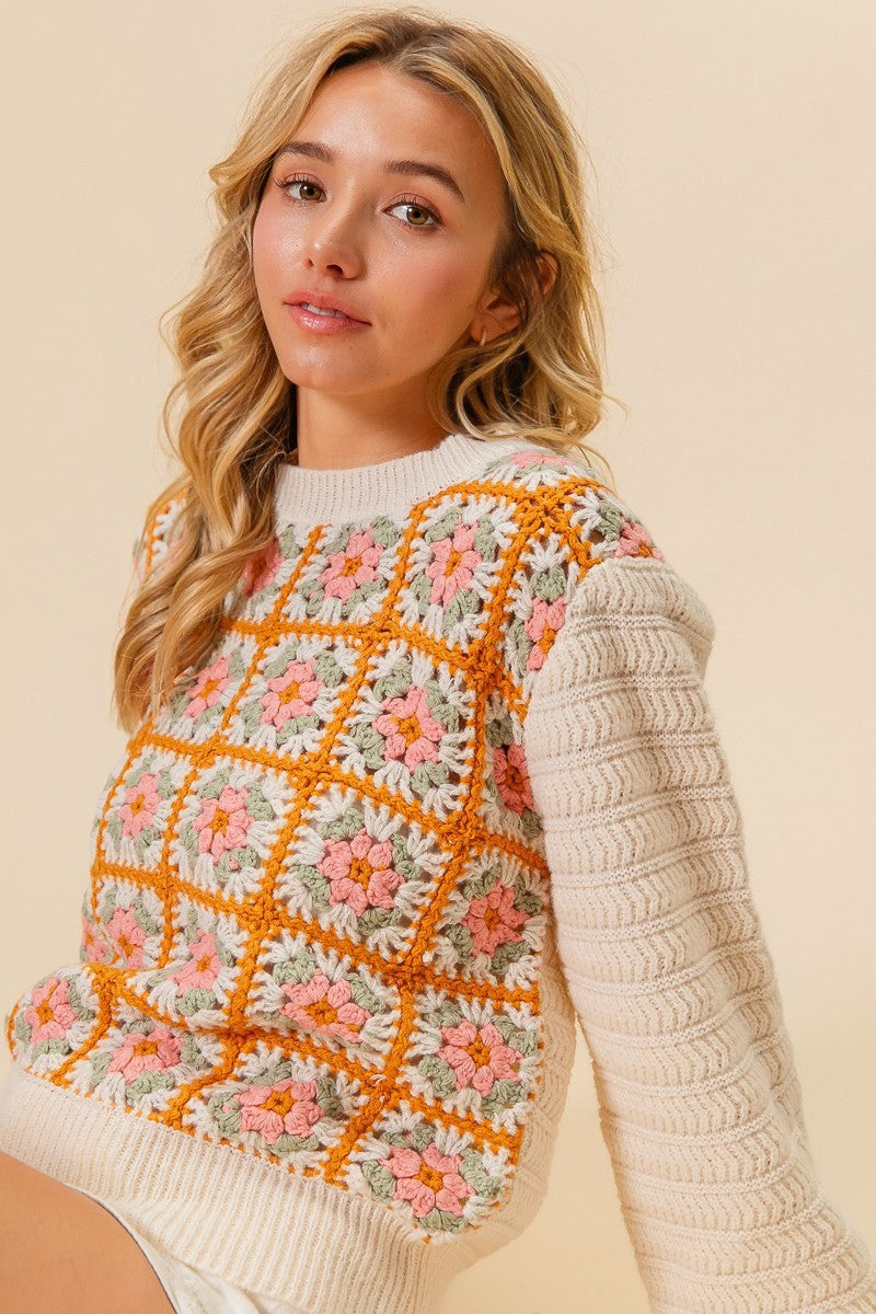 The Alyson Front flower square sweater