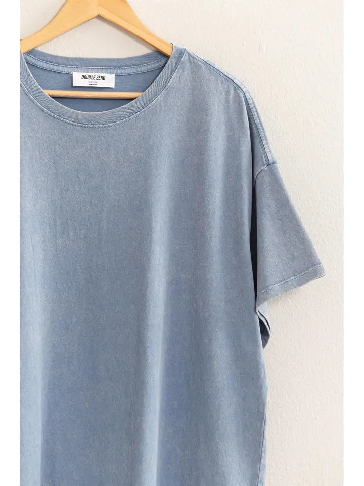 OVERSIZED Blue Distressed Cotton Tee