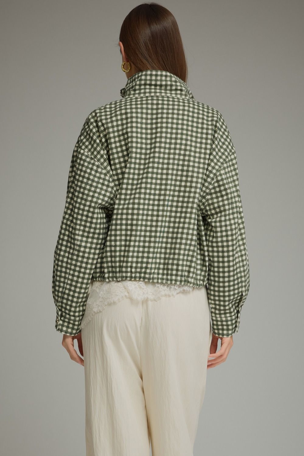 Green Gingham Long Sleeve Jacket