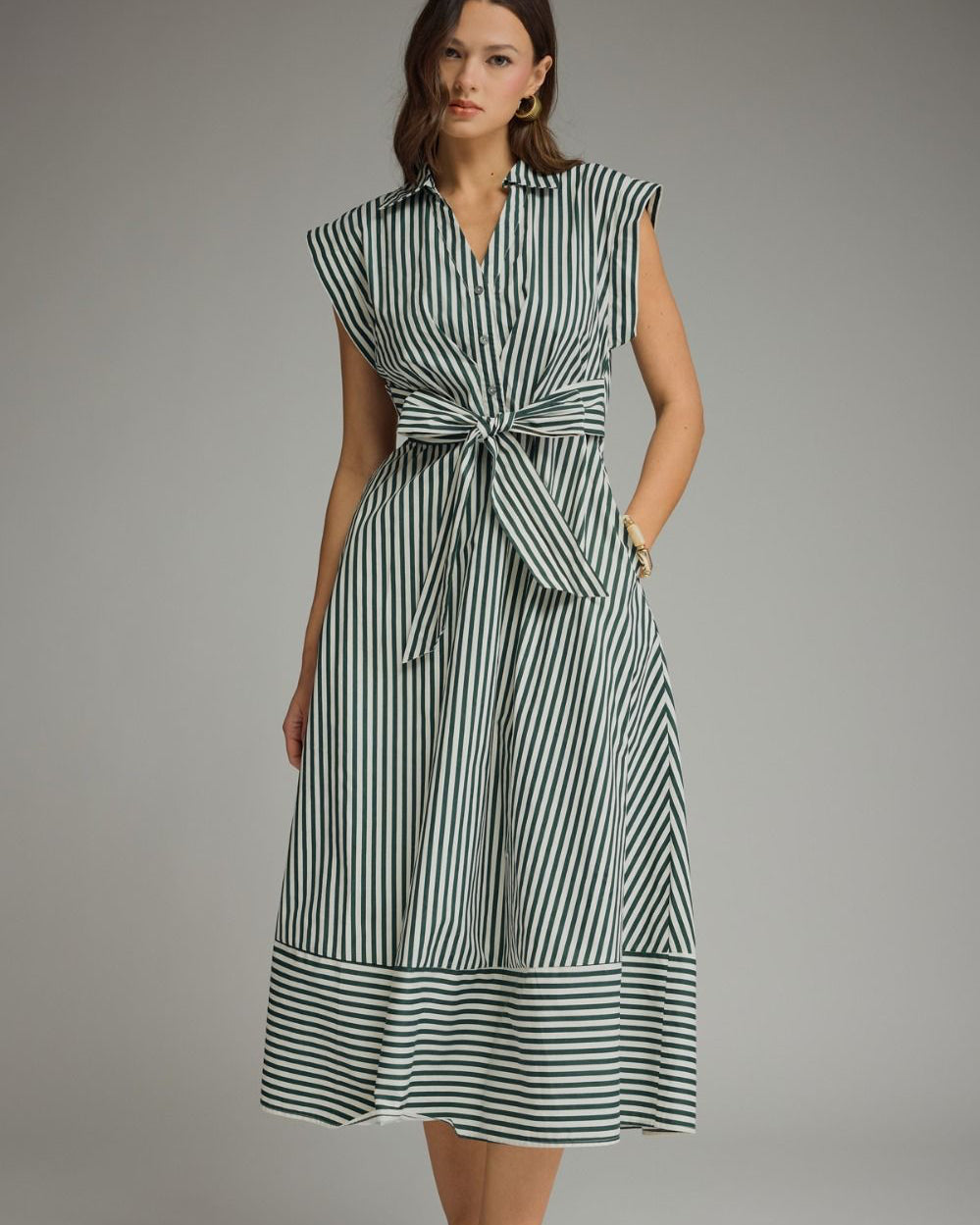 Green Stripe Midi Dress