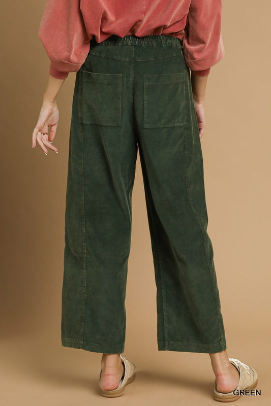Green Elastic Cord Pants