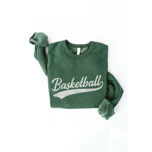 Hunter Green Basketball Graphic Sweatshirt