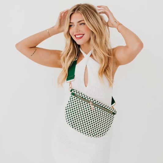 Emerald Green Check Westlyn Woven Bum Bag