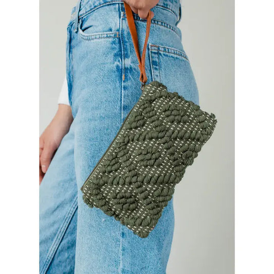 Forest Green Diamond Pattern Wristlet