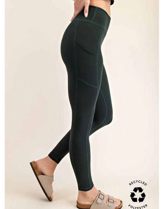 Hunter Green Butter Soft leggings with side pockets